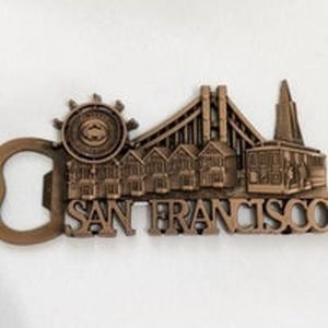 Golden gate San Francisco bottle opener fridge magnet copper TONE